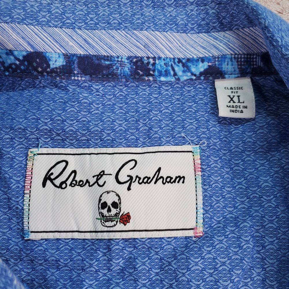 Robert Graham Mens XL Blue Geometric Textured Button Down Shirt Classic Fit‎ - Picture 2 of 7